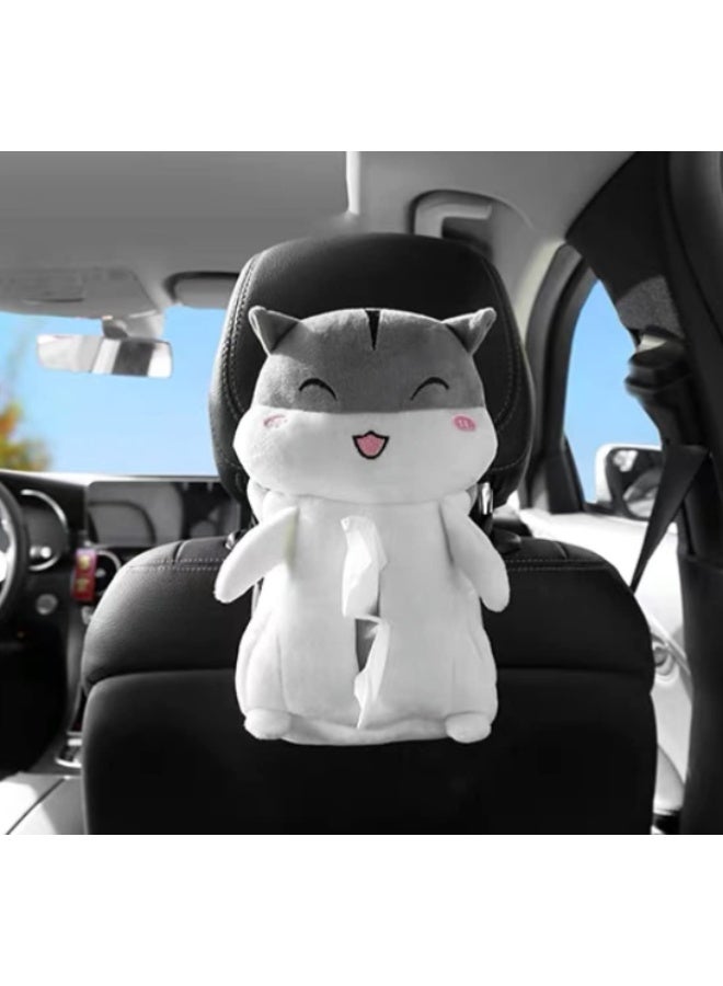 Arabest Soft Plush Tissue Holder Hanging Pouch Cute Cartoon Animals Paper Storage Tissue Tray Container Cover for Car, Home, Smiling Hamster - Image 5